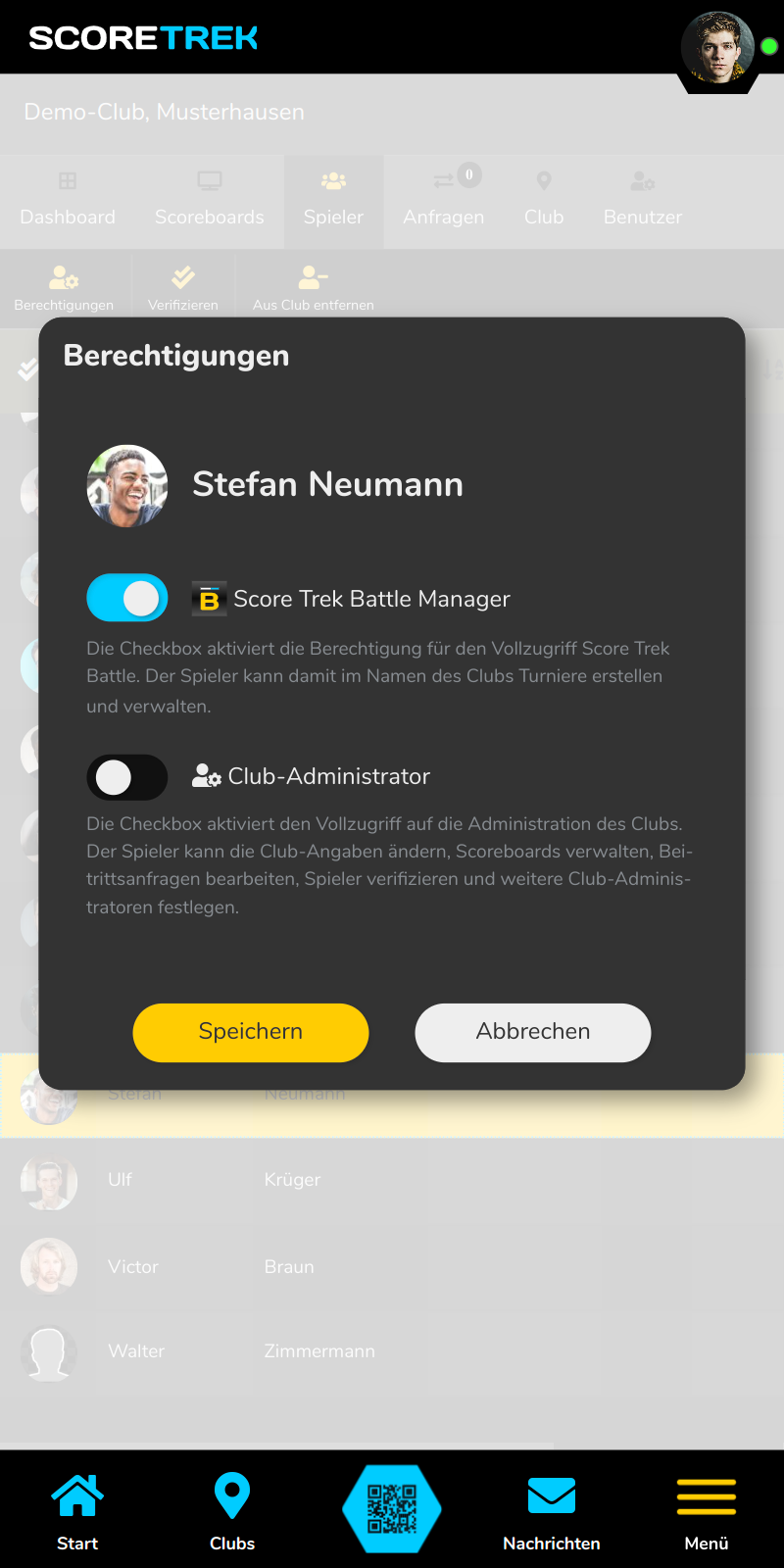 Spieler-Berechtigungen