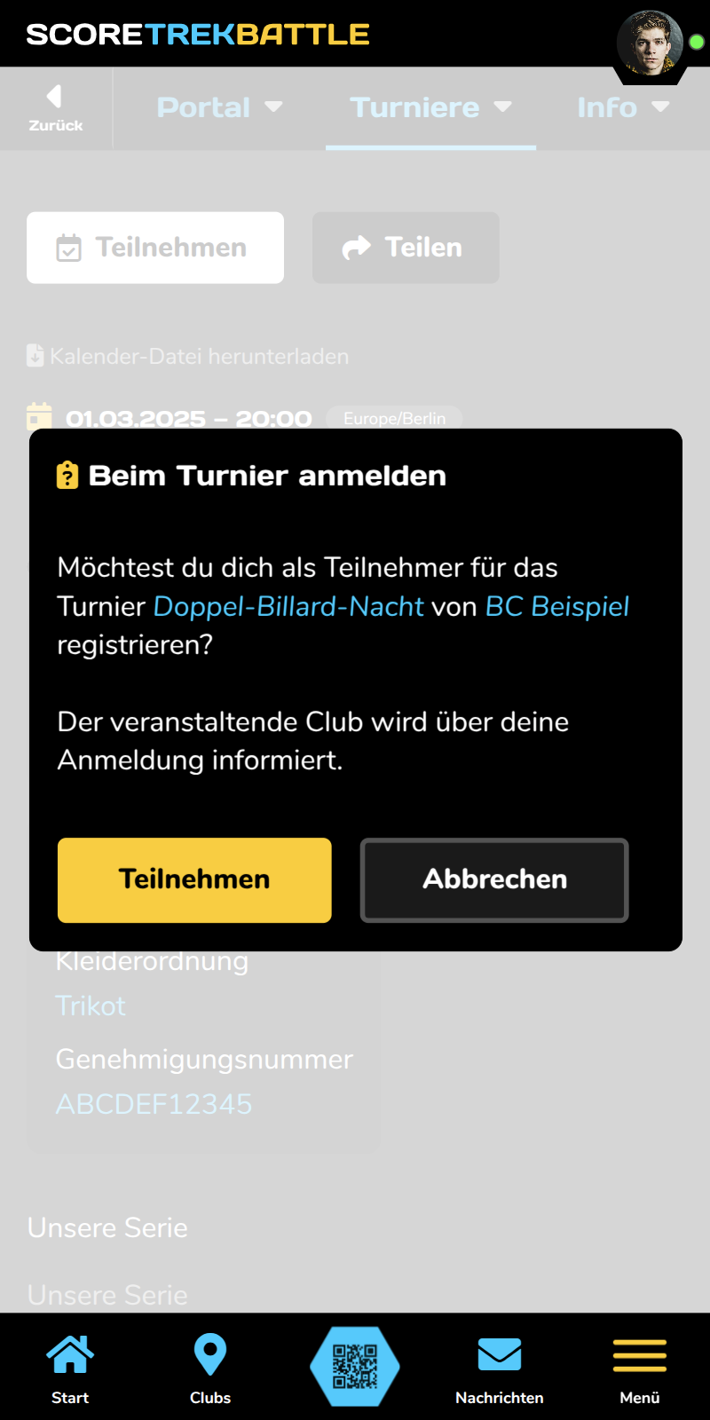 Teilnahme bestätigen