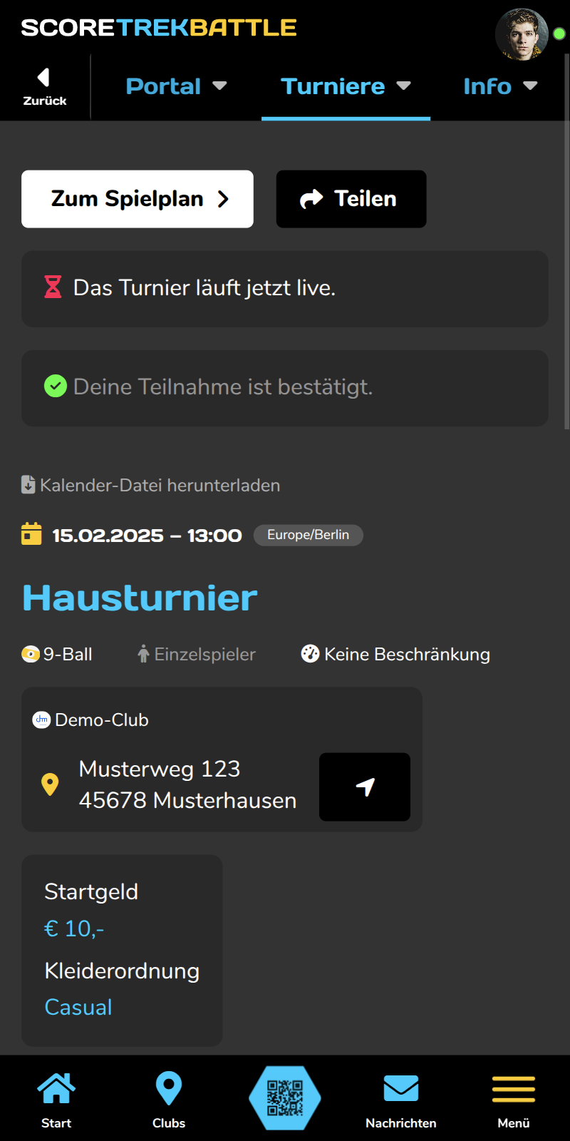 Laufendes Turnier