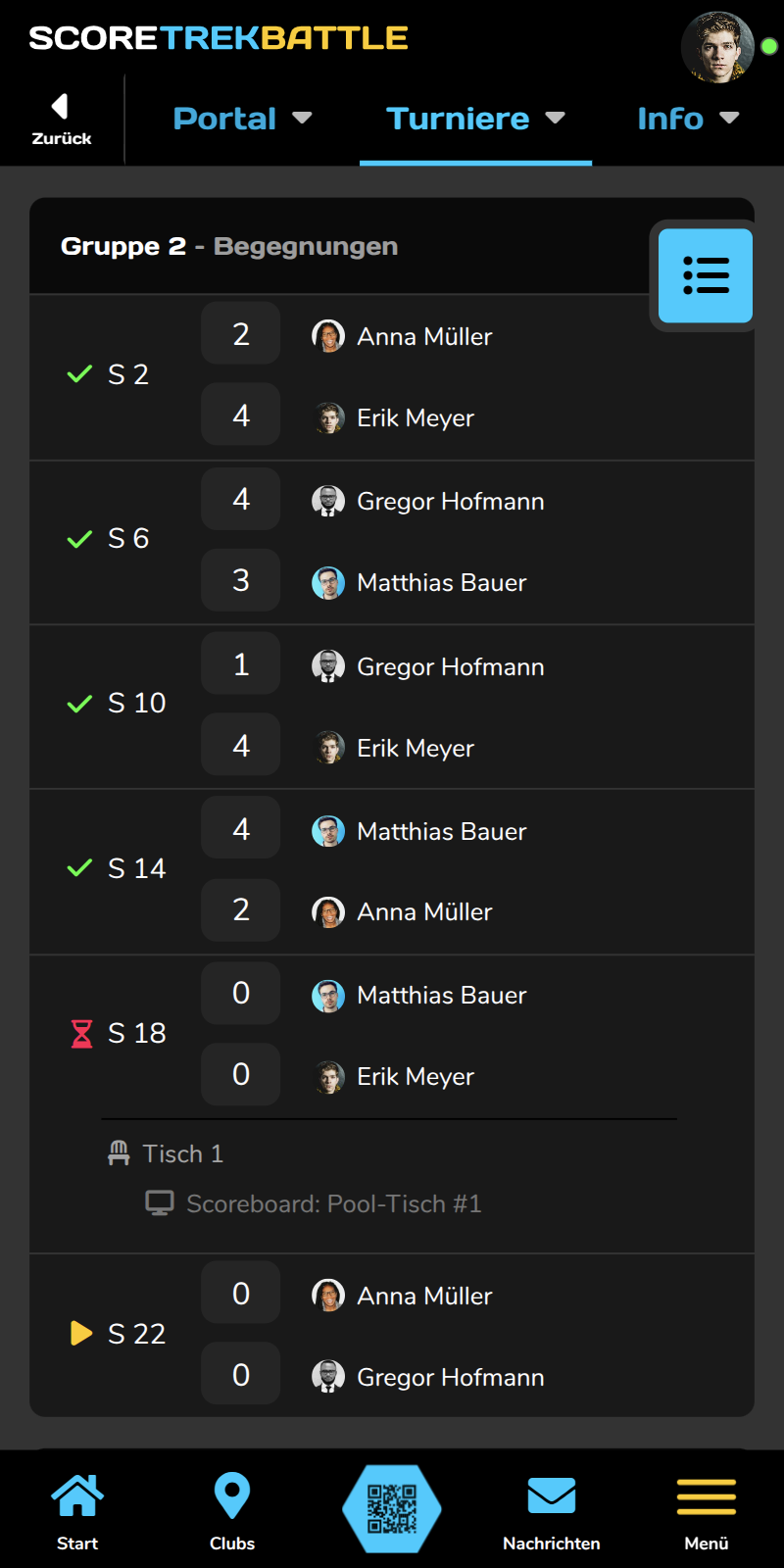 Laufende Matches