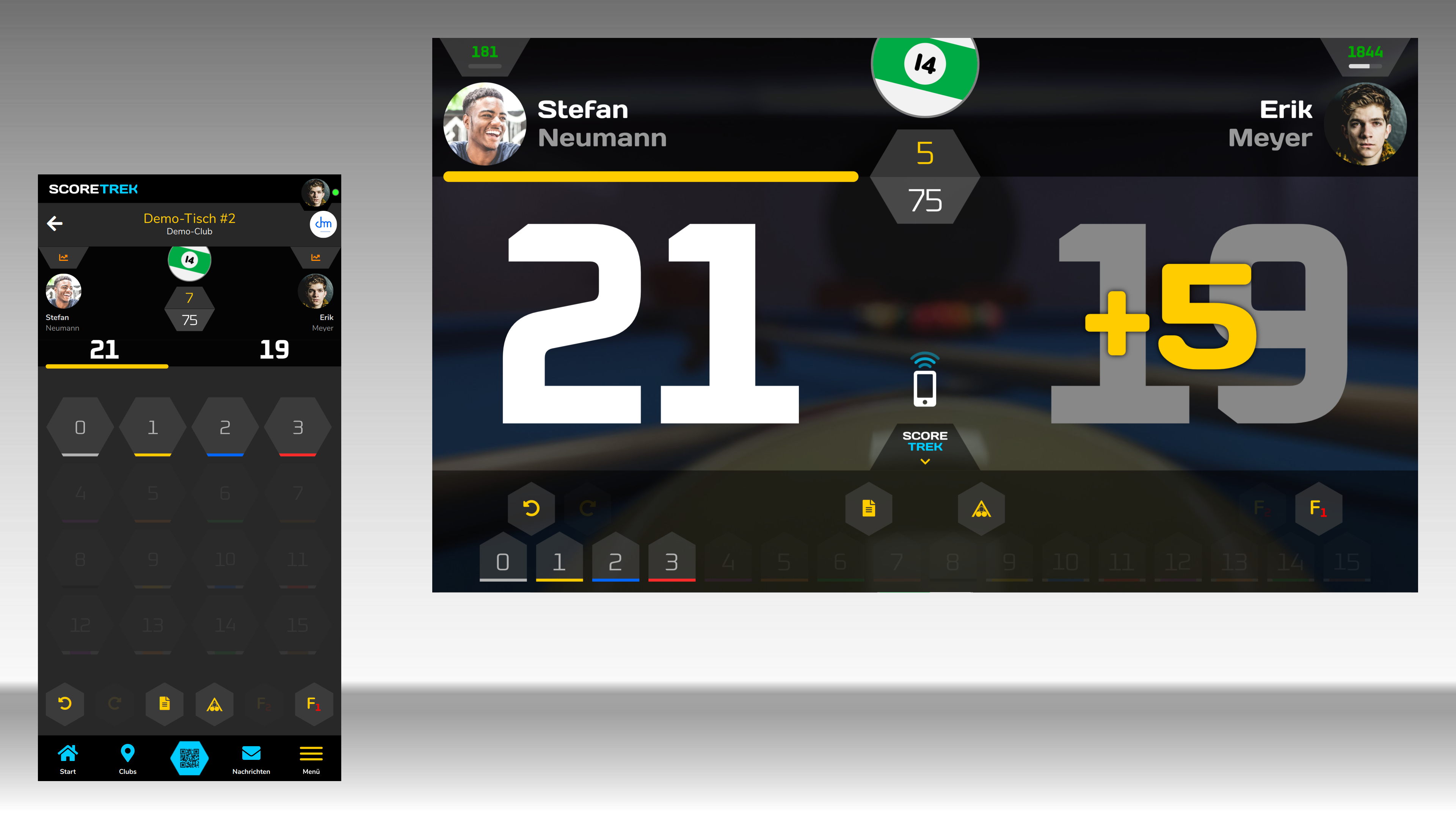Fernbedienung mit Scoreboard